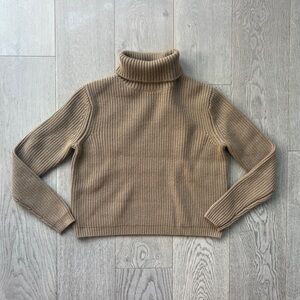 Jenni Kayne Cropped Wool Cashmere Turtleneck Sweater in Camel Women’s Size XS